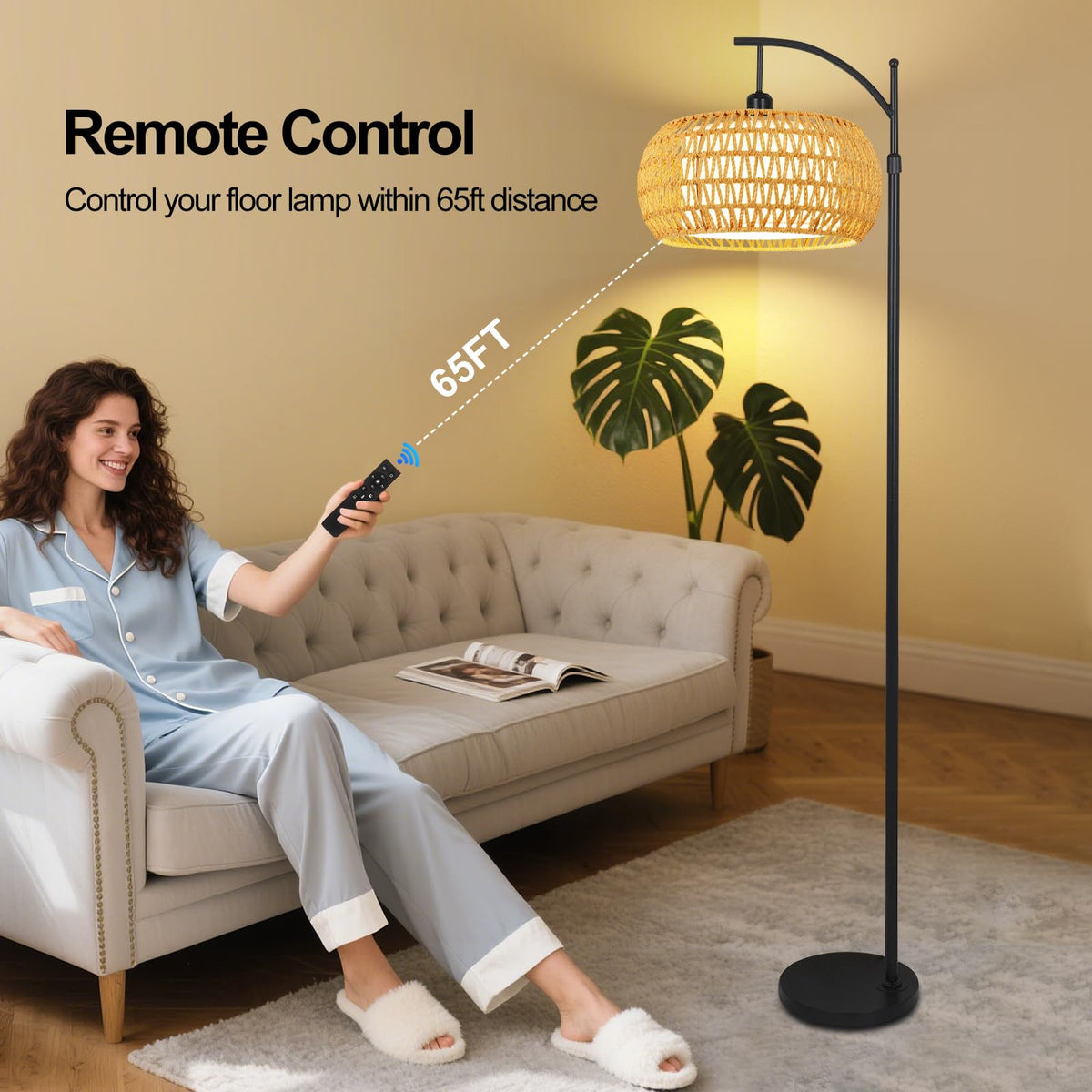 ZECOXOL Arc lamp height-adjustable pole fits furniture heights.