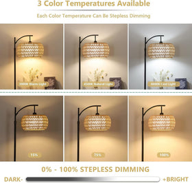ZECOXOL Arc Floor Lamp remote control for easy dimming and color change.