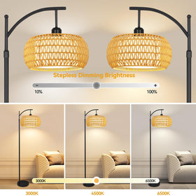 ZECOXOL Arc lamp remote control enables easy brightness and color adjustments.
