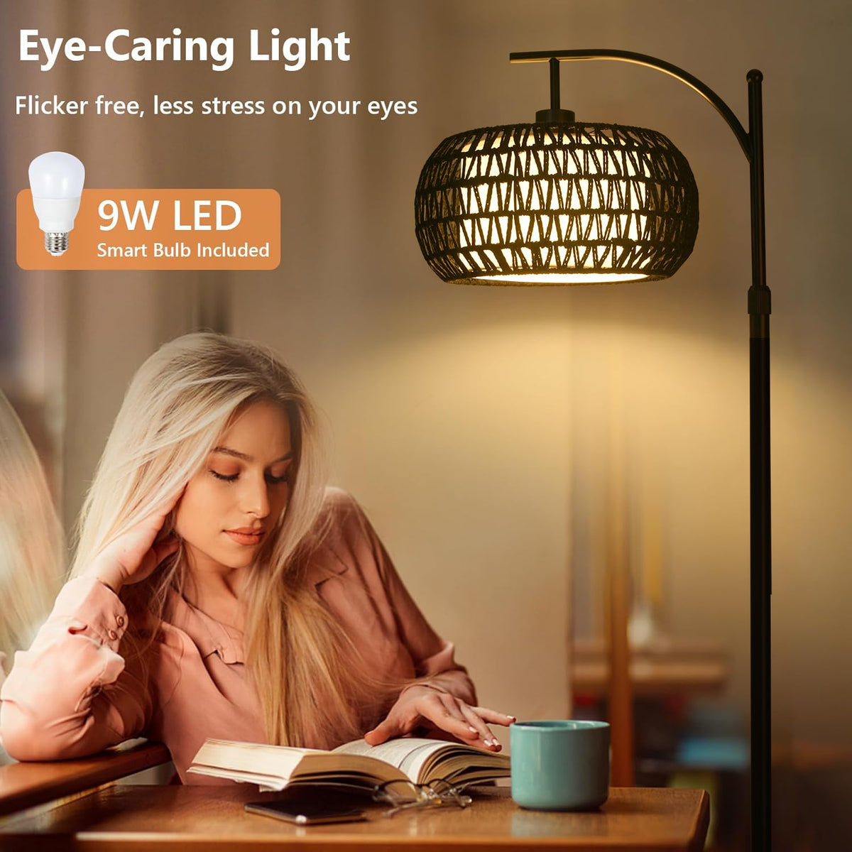 ZECOXOL Arc floor lamp remote control keeps brightness and color at your fingertips