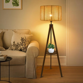 ZECOXOL boho lampshade top view highlights drum shape and natural materials.
