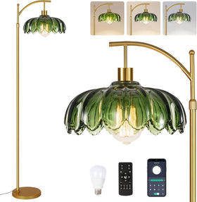 ZECOXOL gold floor lamp arc flower design brightens living rooms with elegant vintage style.