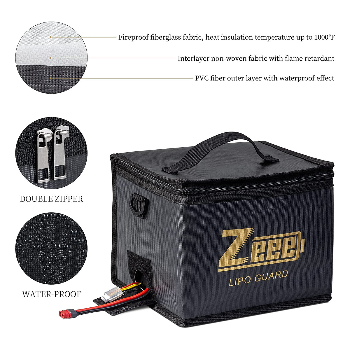 Zeee LiPo Bag portable design suitable for safe transport.