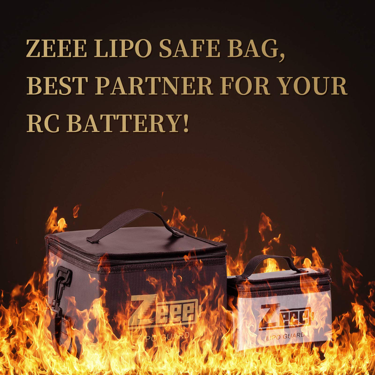 Zeee LiPo Bag 2-pack provides convenient storage options.