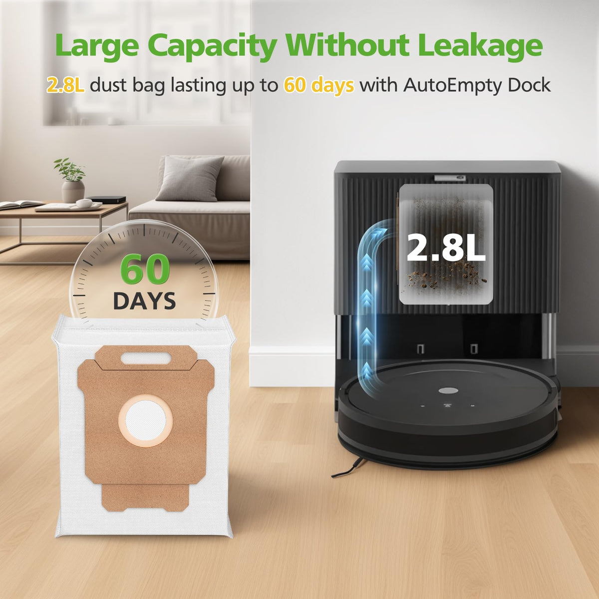 Zeekech Roomba dust bags packaging label indicating bundle details.