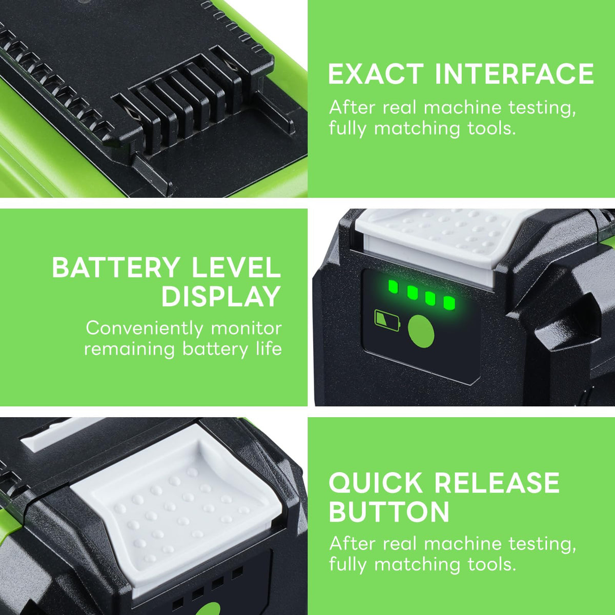 ZEERISA battery with four LED indicators helps monitor remaining power