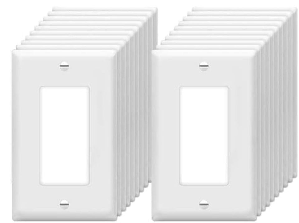 ZEFTV decorator wall plate 1-gang white, enhances outlets and protection