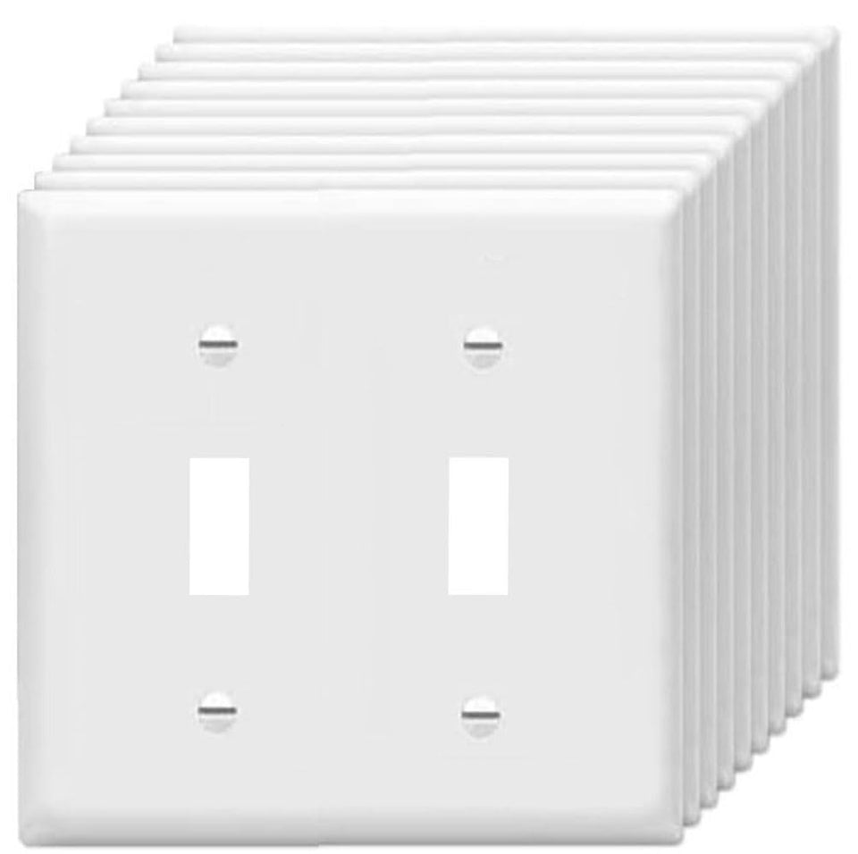 ZEFTV toggle wall plate 2-gang in white, clean and durable.
