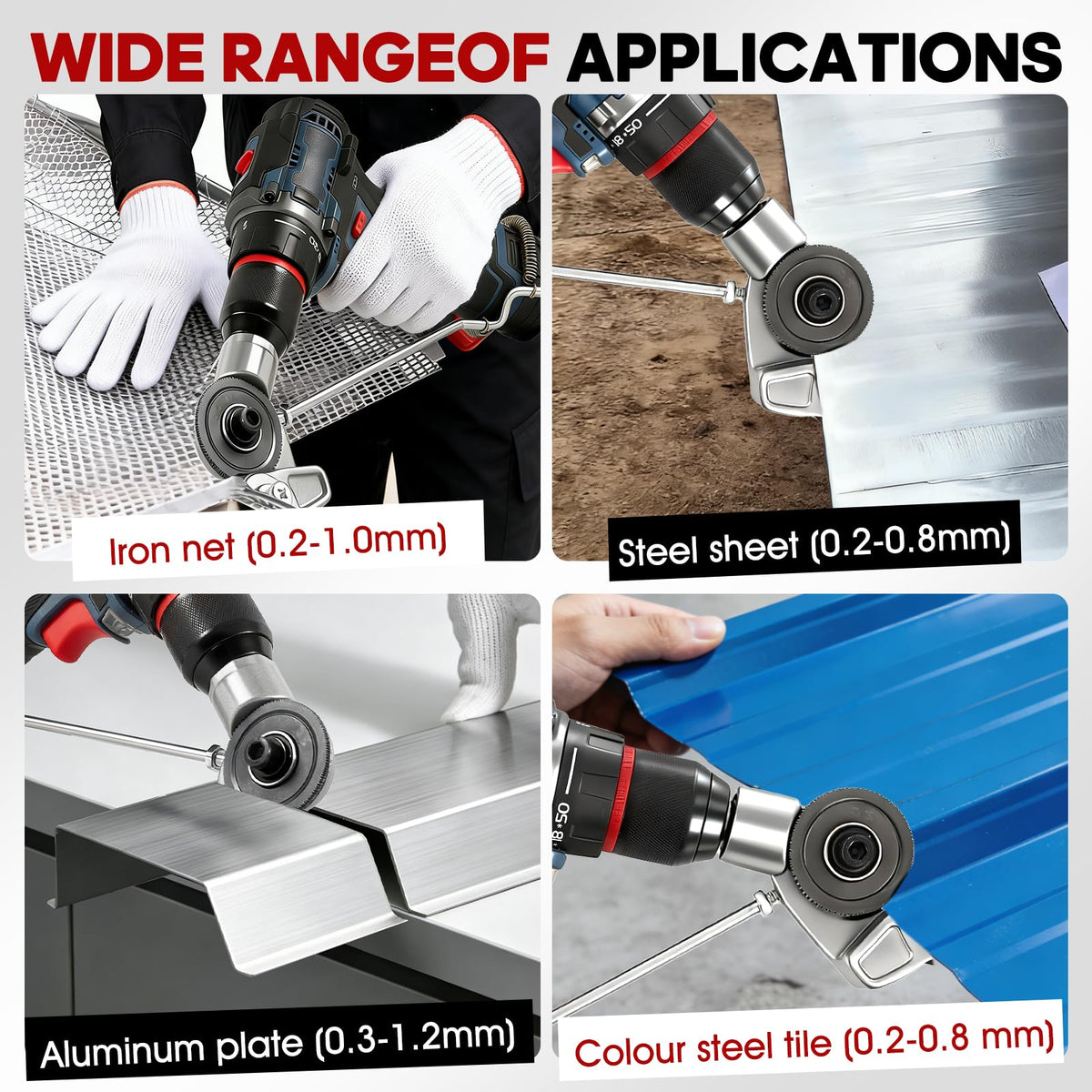 Close-up of Zehnschön Nibbler cutting steel with durable double-cut gears.
