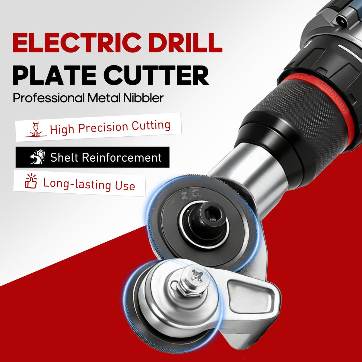 Zehnschön Metal Nibbler handling tight curves and circles for panels.