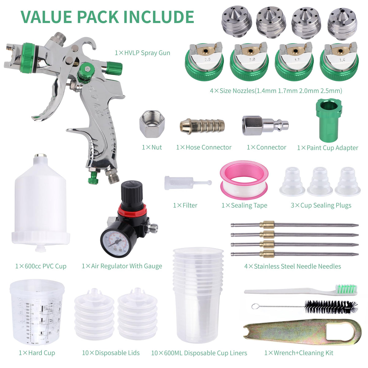 Zeinlenx spray gun with air regulator for stable pressure control.