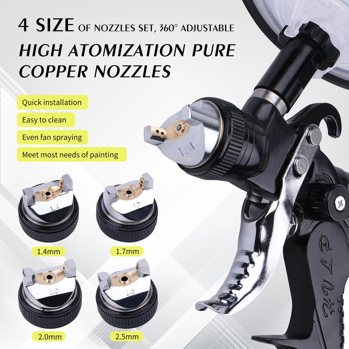 Zeinlenx HVLP spray gun side view highlighting ergonomic design.