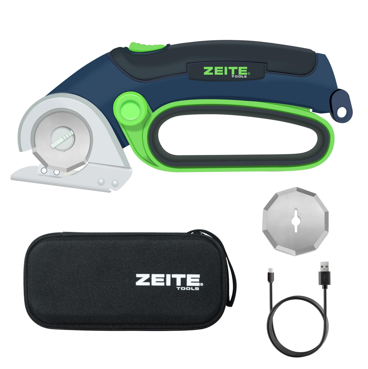 Zeite 4V cordless electric scissors front view, compact and easy to grip for precise trimming.
