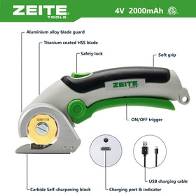 Zeite 4V cordless scissors cutting cardboard efficiently for recycling projects.