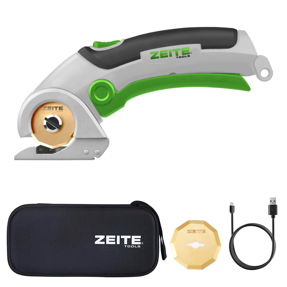 Zeite 4V cordless scissors in action tackling various materials with precision.