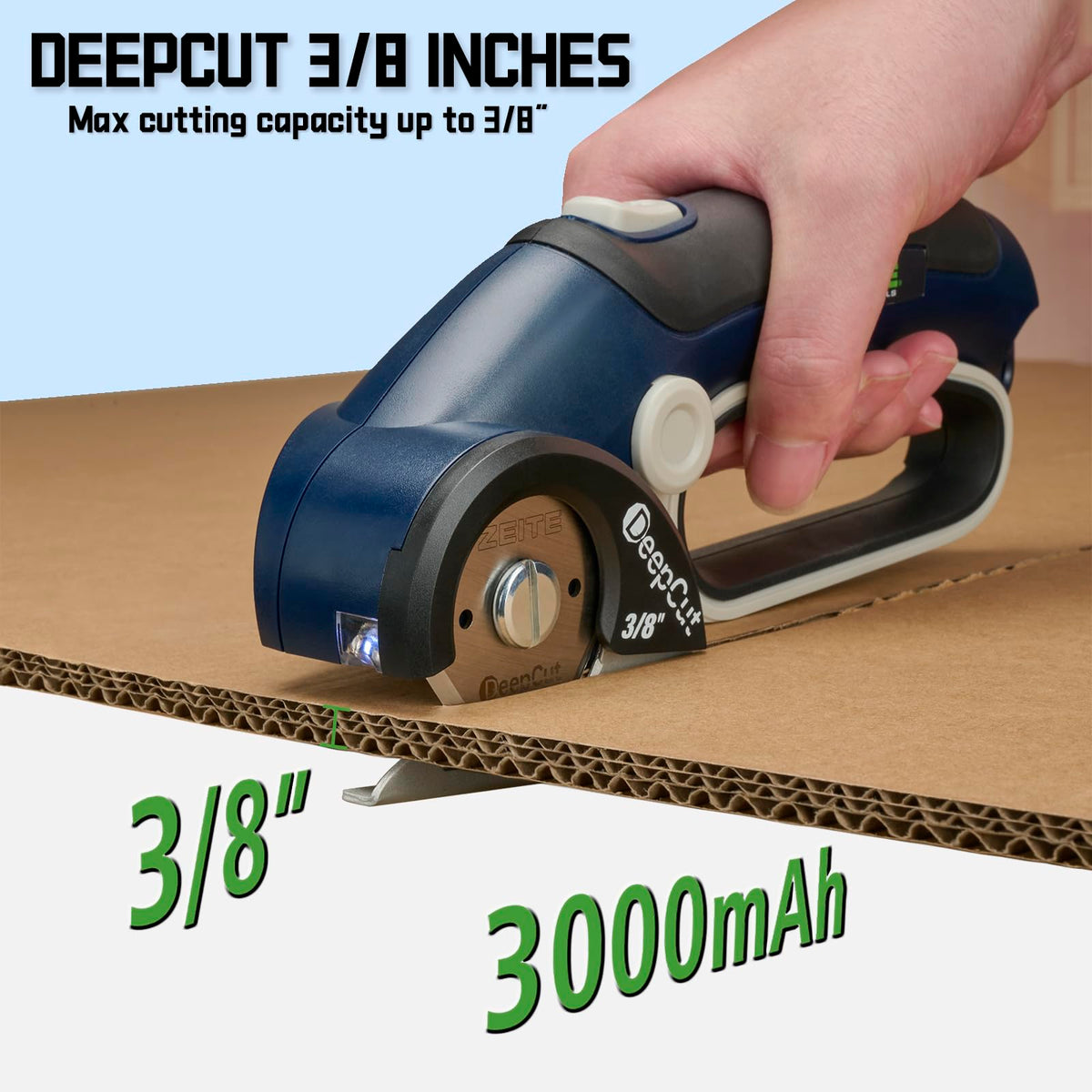 Zeite Deepcut blade close-up reveals the 1.9-inch HSS blade for clean cuts.