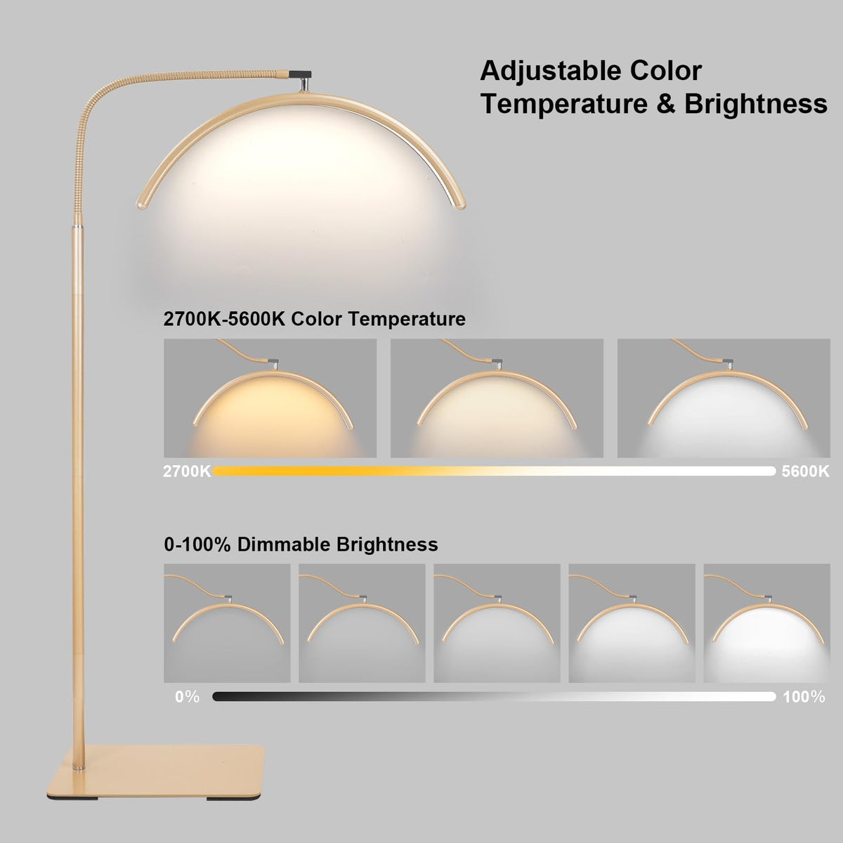 ZEKAHOV half moon lamp with adjustable gooseneck for precise angles