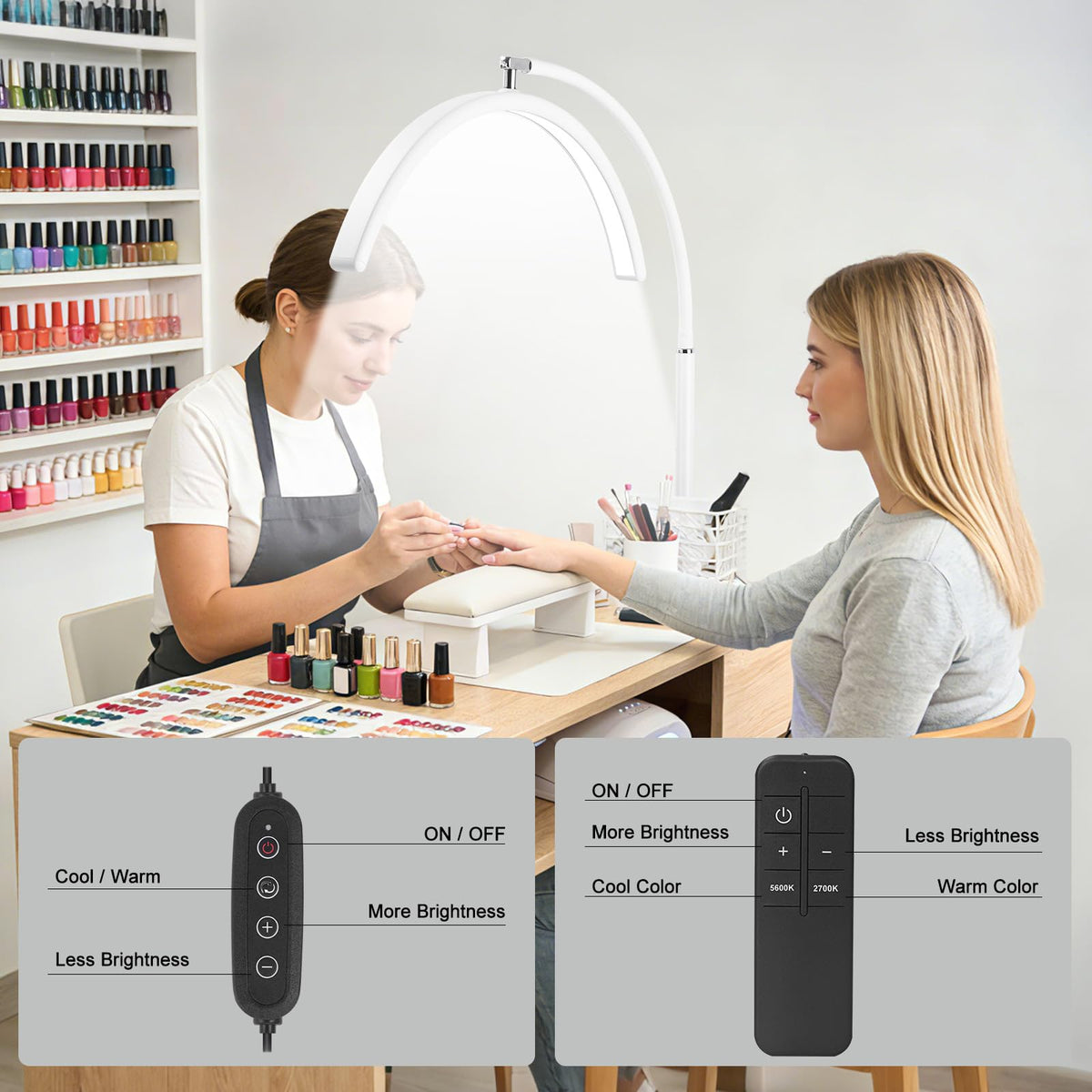 ZEKAHOV Half Moon LED Floor Light 360° flexible gooseneck for optimal angle control.
