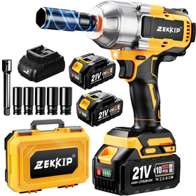 Zekkip cordless impact wrench with 1-2 inch drive for tough bolts and high torque.