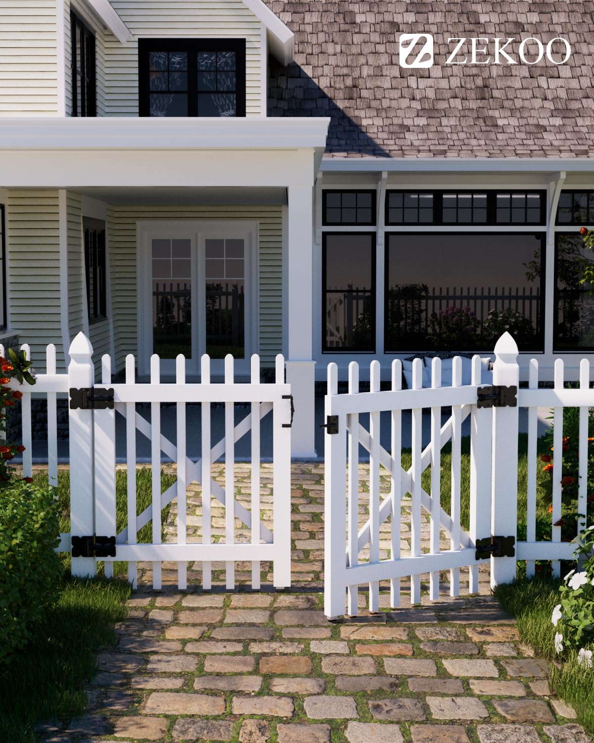 ZEKOO vinyl fence gate installation kit for quick outdoor gate setup