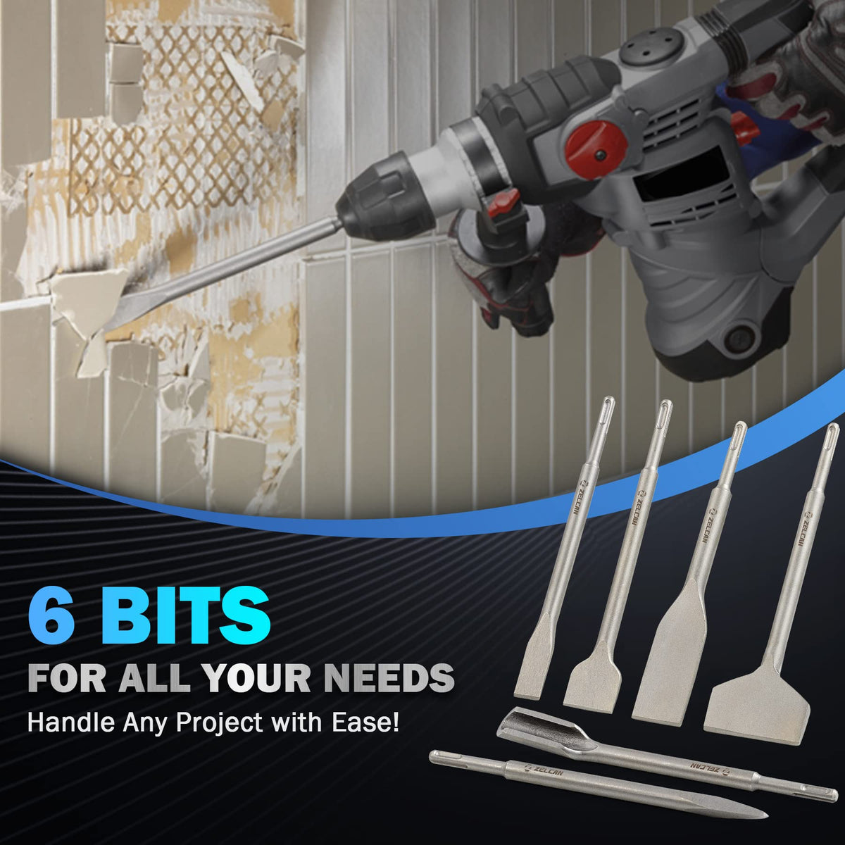 ZELCAN tile chisel for precise tile removal and edging.