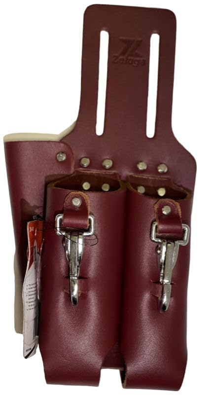 Zeluga saddle leather 3-pocket linesmen tool holder keeps tools organized.