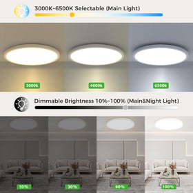 dimmable zemty LED ceiling light from 10% to 100% brightness