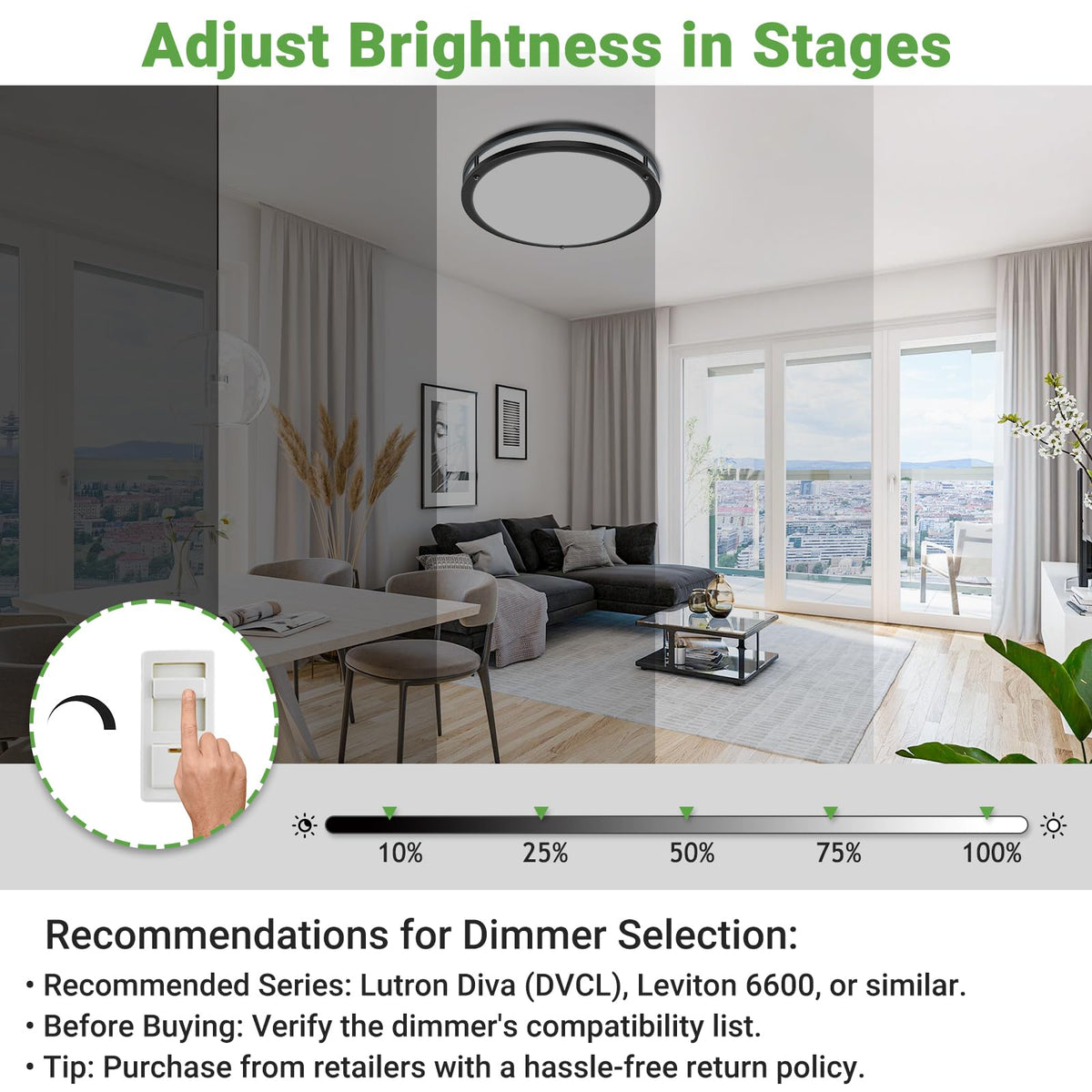zemty 2-pack 10-inch soft warm to cool brightness for rooms