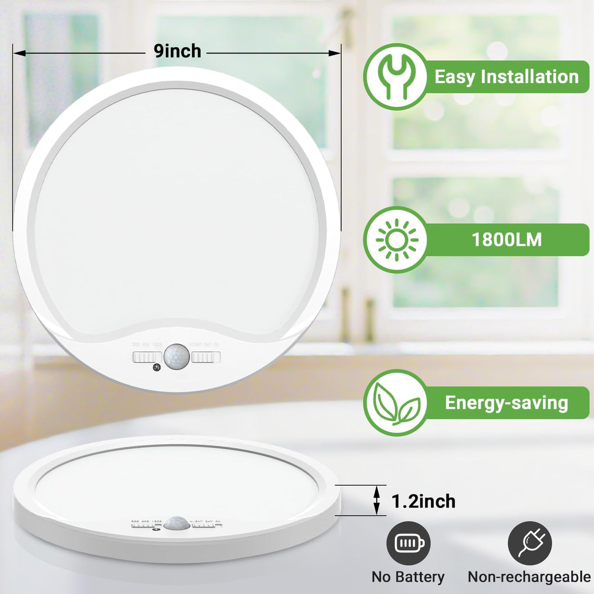 Zemty 4-pack 9-inch flush mount ceiling light showing energy-saving design