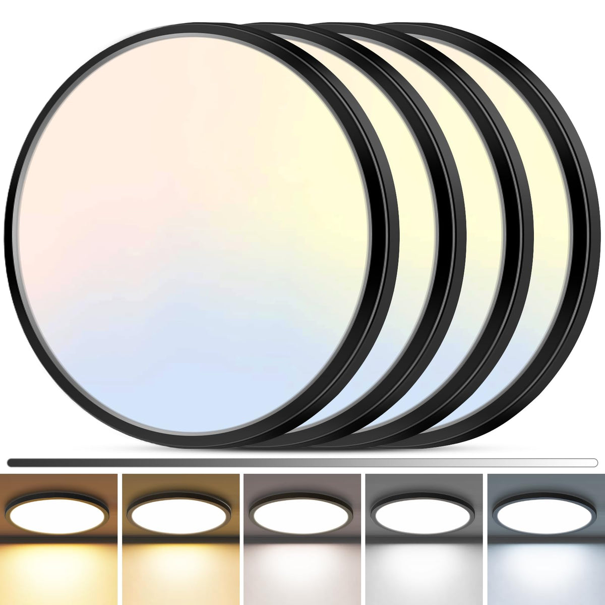 Zemty 4pack LED flush mount light in black for a sleek hallway look.