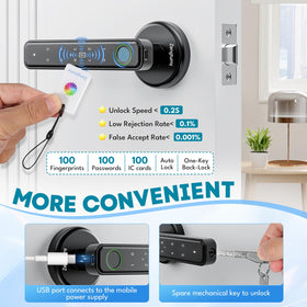 Zengtumy fingerprint door lock stores up to 100 fingerprints for families