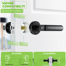 Zengtumy fingerprint door lock shown during night use with illuminated keypad for easy entry.