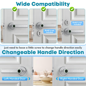 Zengtumy silver-finish door lock close-up on bedroom door