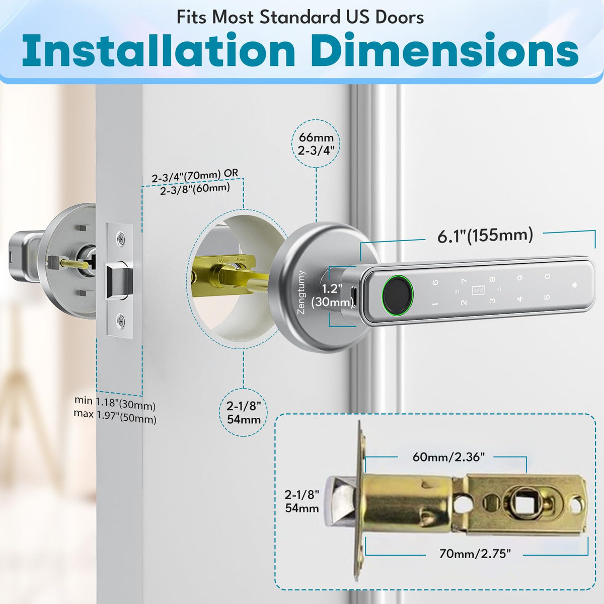 Zengtumy smart door knob performing fingerprint unlock