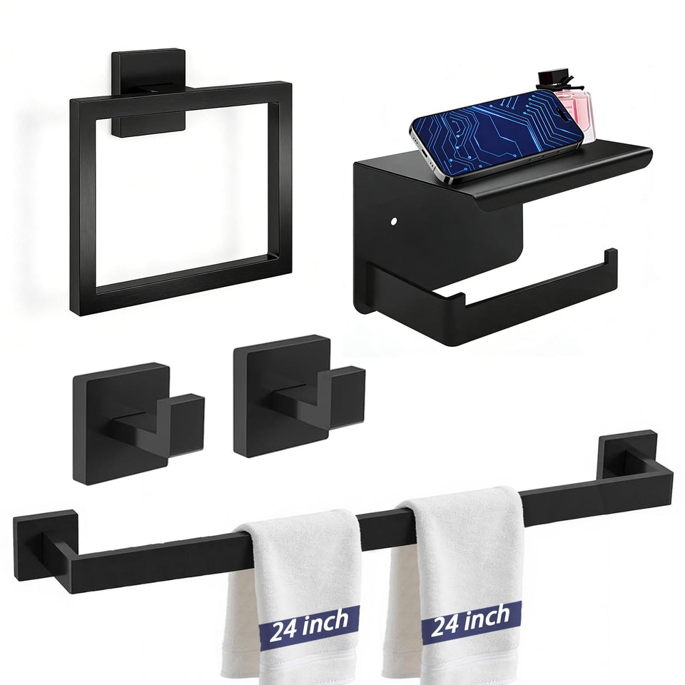 Zenitize 24in matte black wall-mounted bathroom set enhances modern spaces with versatile storage.