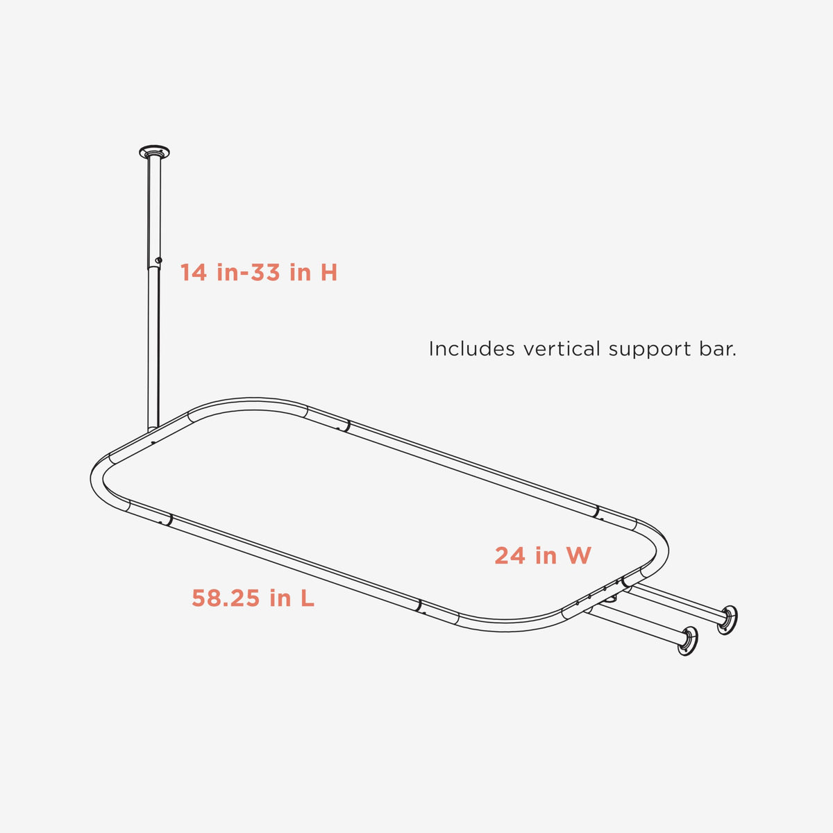 Zenna Home adjustable height from 14 to 33 inches for flexible installs.