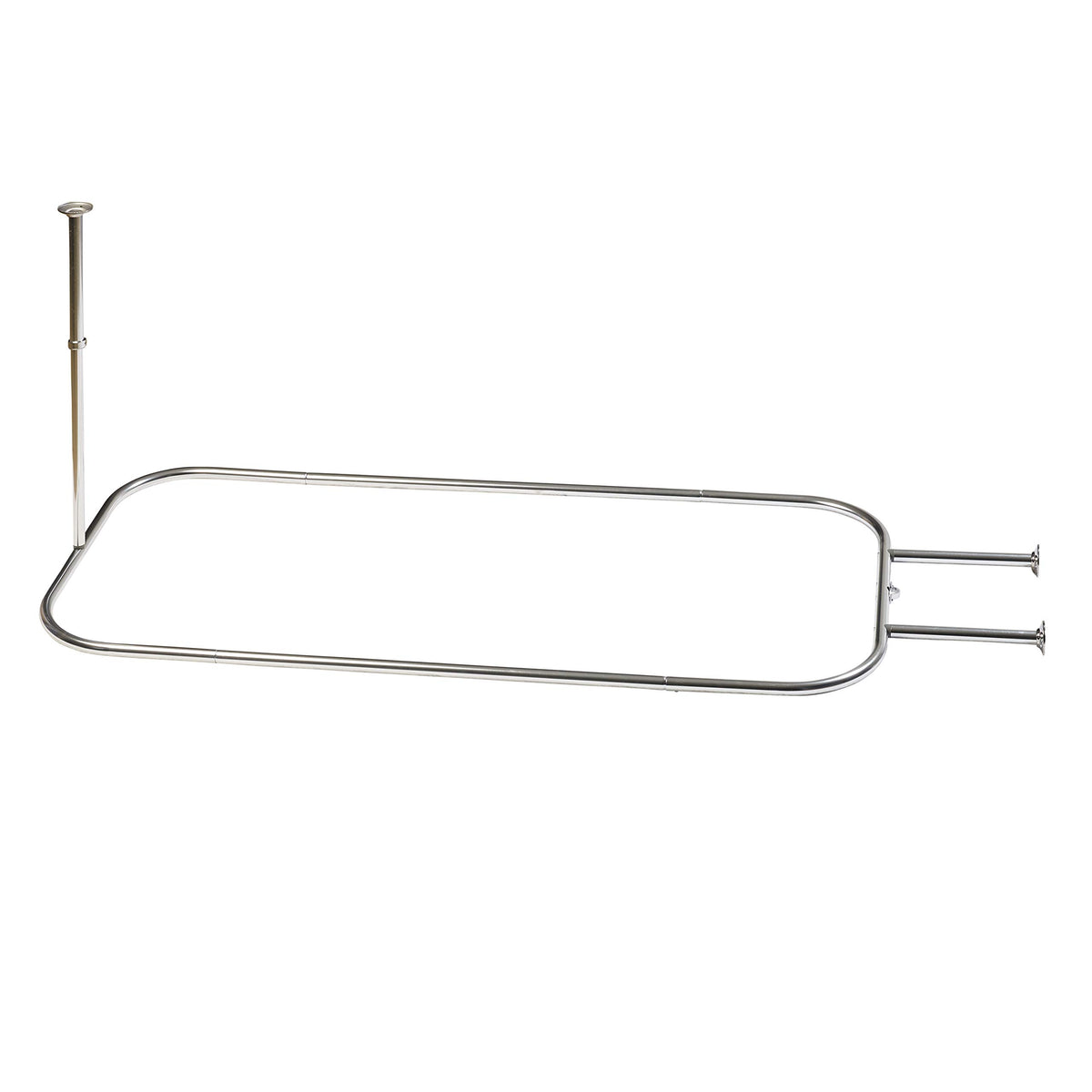 Zenna Home hoop shower rod for clawfoot tubs secures the curtain.
