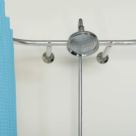 Zenna Home oval hoop design fits freestanding tubs without wall brackets.