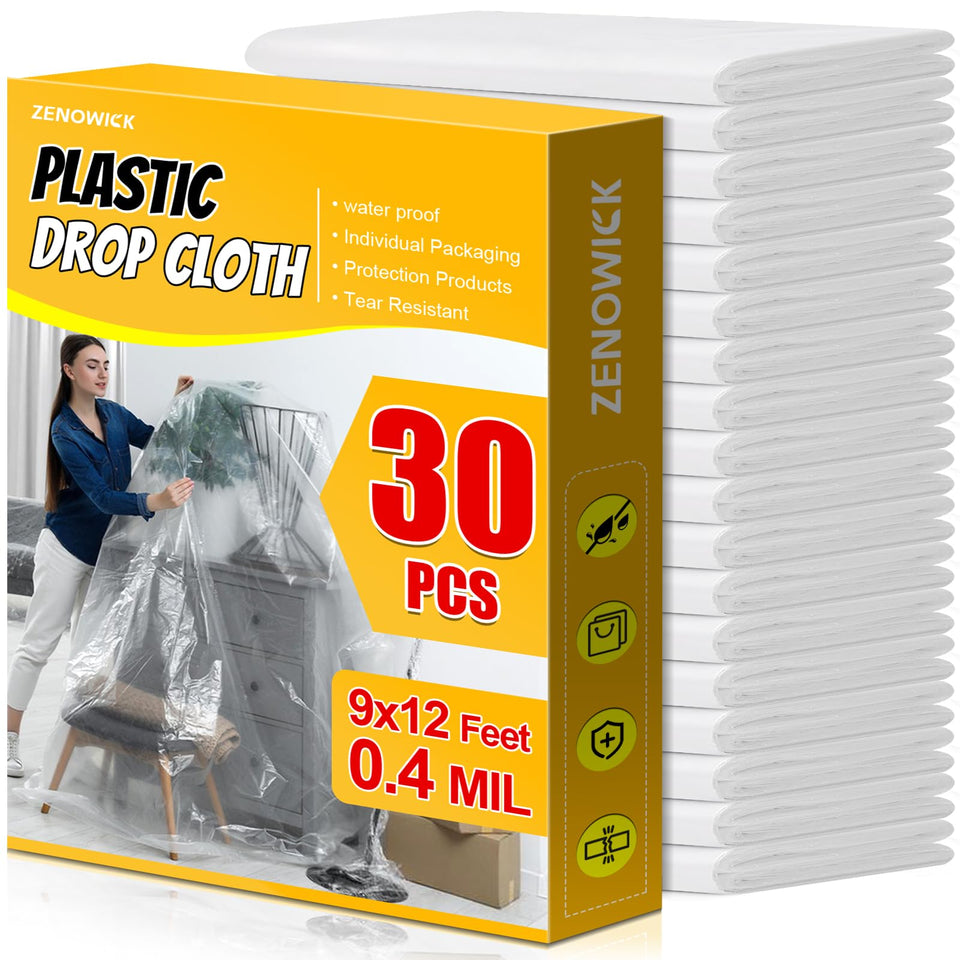 ZENOWICK drop cloth 9x12 unfolded to cover large painting areas, protecting floors