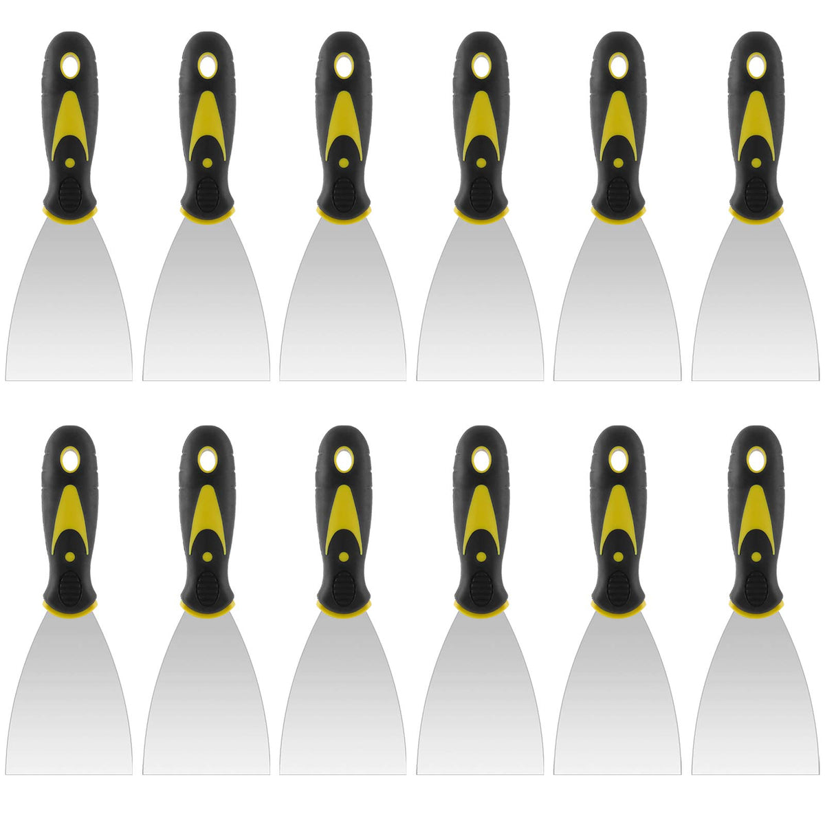 ZEONHAK 12-piece putty knife set with 3-inch blades for smooth drywall finishing.