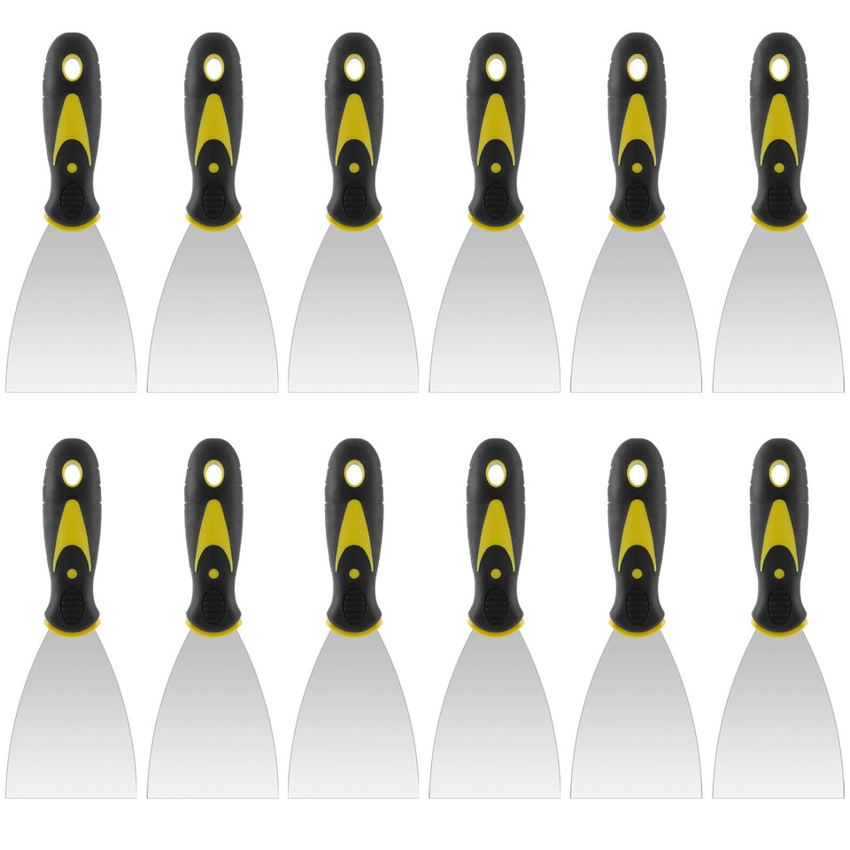 ZEONHAK 12-piece putty knife set with 3-inch blades for smooth drywall finishing.