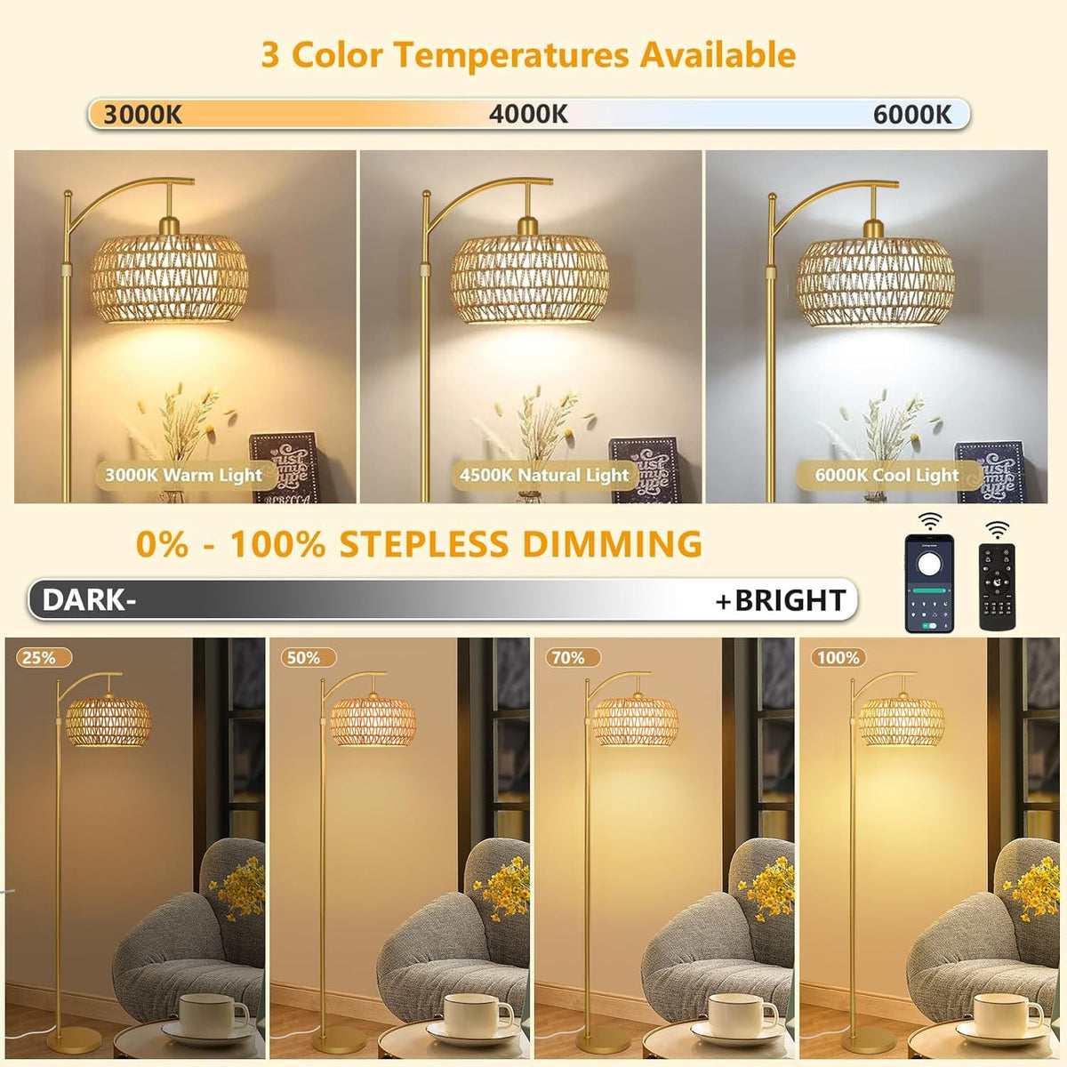 ZECOXOL boho rattan linen shade creates warm ambience in any room
