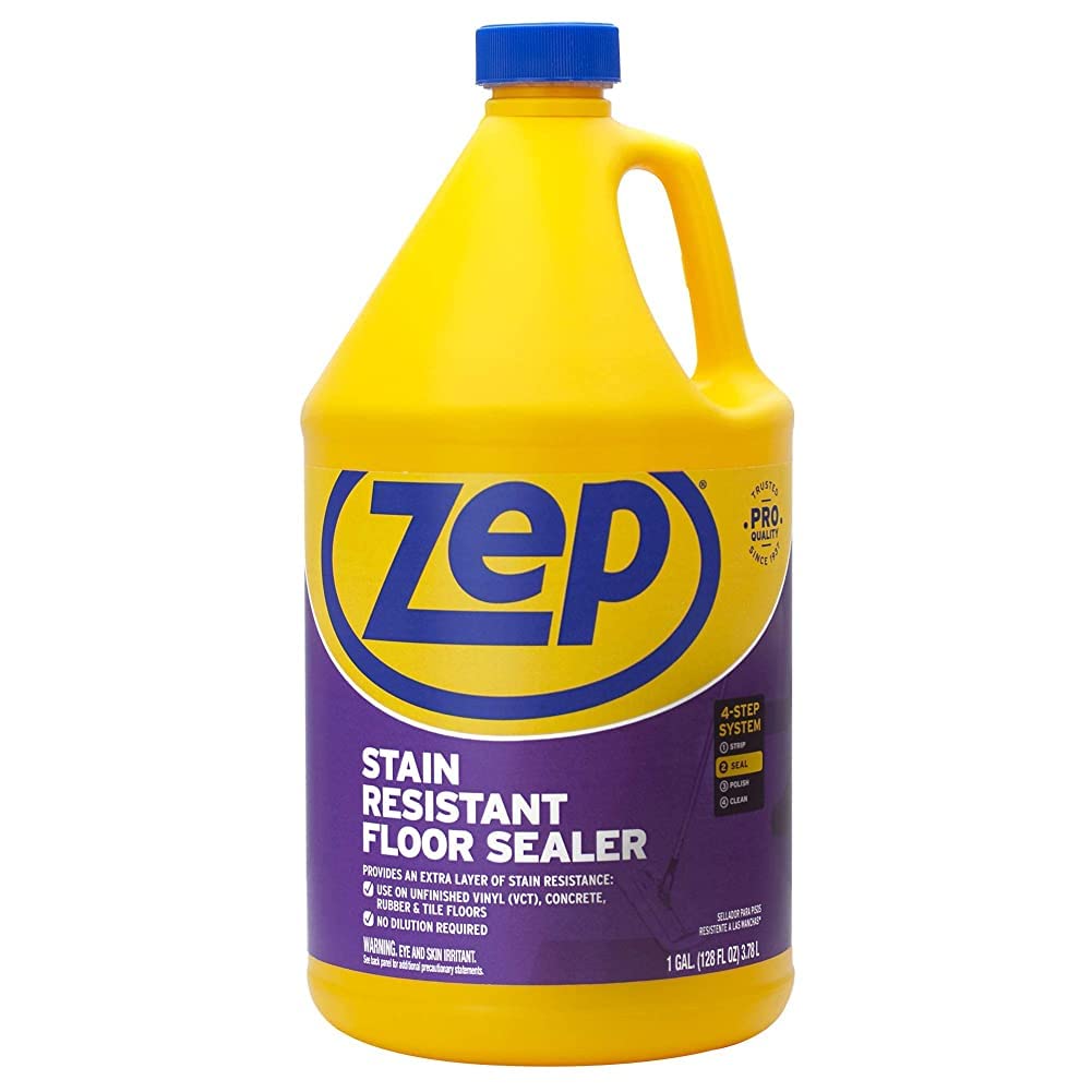 Zep Stain Resistant Floor Sealer 1-gallon container front view for protection