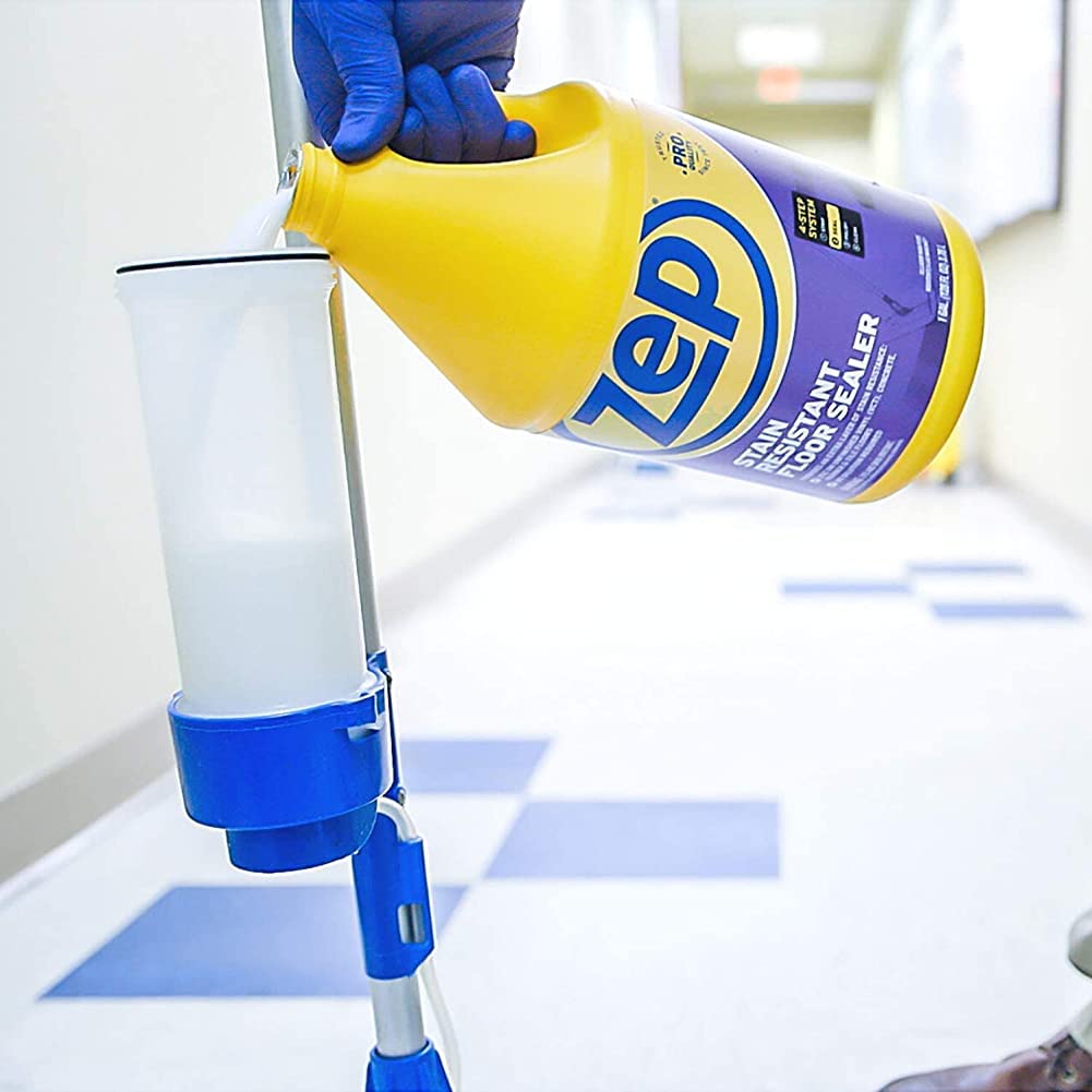 Zep Stain Resistant Floor Sealer on rubber floor reduces staining from spills
