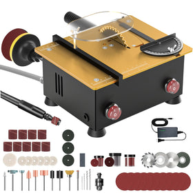 Zericuf mini table saw with dual-switch control for safer hobby cutting