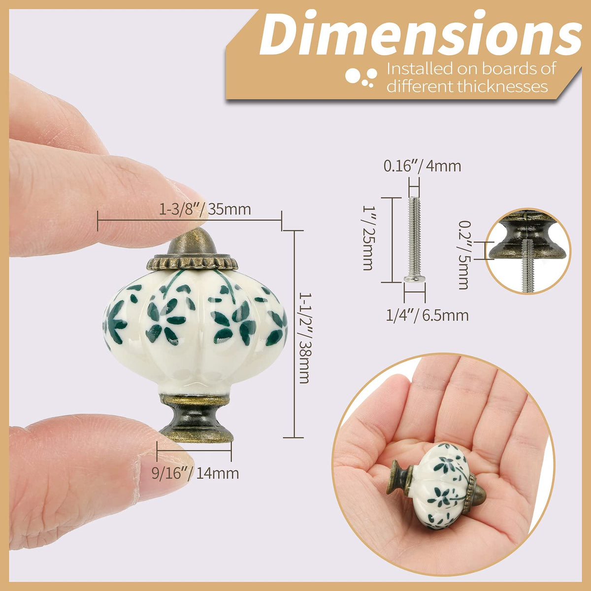 Ivory ceramic cabinet knobs by Zernmiarder suitable for dressers and cupboards