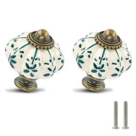 Zernmiarder ivory-green pumpkin knob close-up demonstrating ceramic finish for cabinets