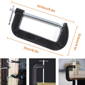 Zeromall C-Clamp setup on a workspace for secure fastenings