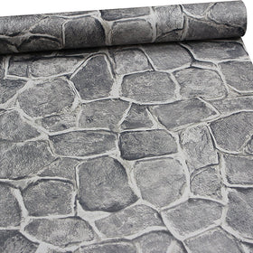 ZeroStage 11 yards stone wallpaper in dark grey with castle tower texture for kitchen backsplash