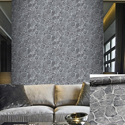 ZeroStage peel and stick stone wallpaper in dark grey for quick kitchen updates